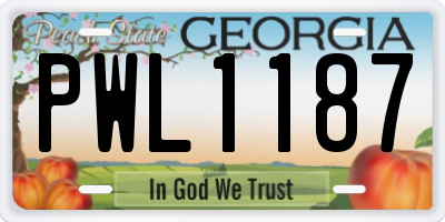 GA license plate PWL1187