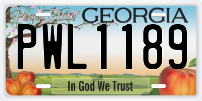 GA license plate PWL1189