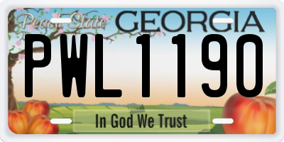 GA license plate PWL1190