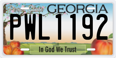 GA license plate PWL1192