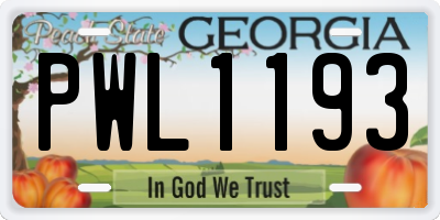 GA license plate PWL1193