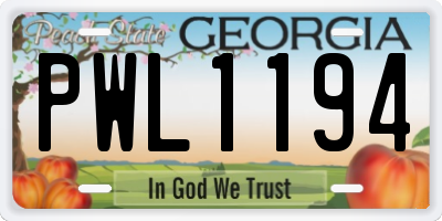GA license plate PWL1194