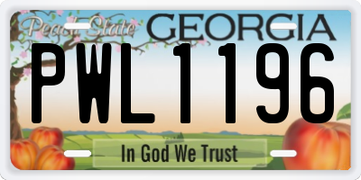 GA license plate PWL1196