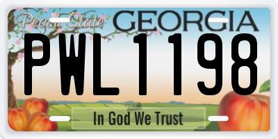 GA license plate PWL1198