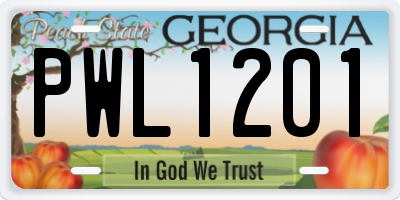 GA license plate PWL1201