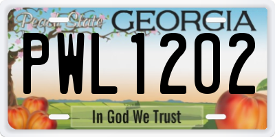 GA license plate PWL1202