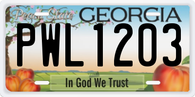 GA license plate PWL1203