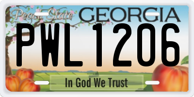 GA license plate PWL1206