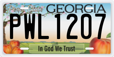 GA license plate PWL1207