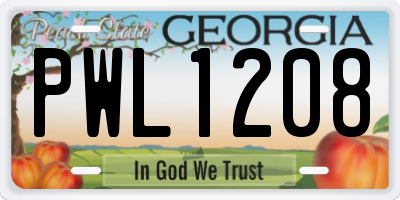 GA license plate PWL1208