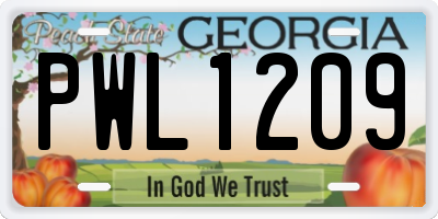 GA license plate PWL1209