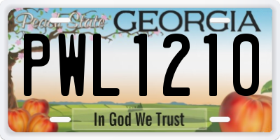 GA license plate PWL1210