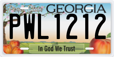 GA license plate PWL1212