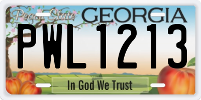 GA license plate PWL1213
