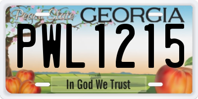 GA license plate PWL1215