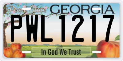 GA license plate PWL1217