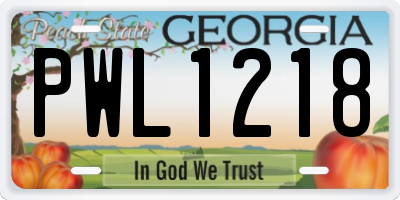 GA license plate PWL1218