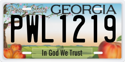 GA license plate PWL1219