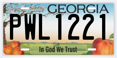 GA license plate PWL1221