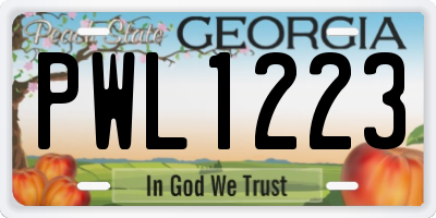 GA license plate PWL1223