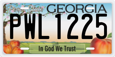 GA license plate PWL1225