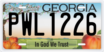 GA license plate PWL1226