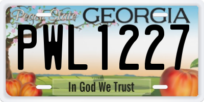 GA license plate PWL1227
