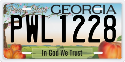 GA license plate PWL1228
