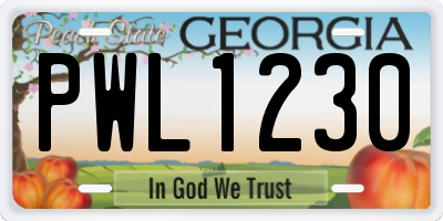 GA license plate PWL1230