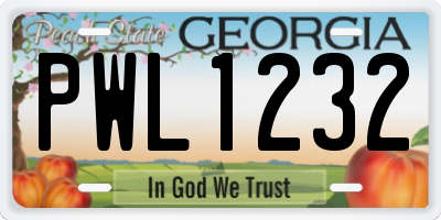 GA license plate PWL1232