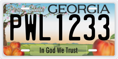 GA license plate PWL1233