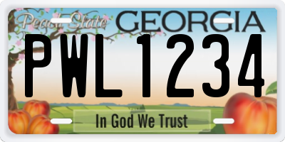 GA license plate PWL1234