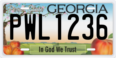GA license plate PWL1236