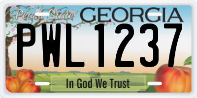 GA license plate PWL1237