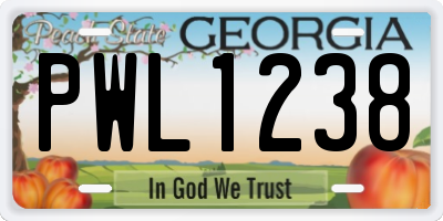 GA license plate PWL1238