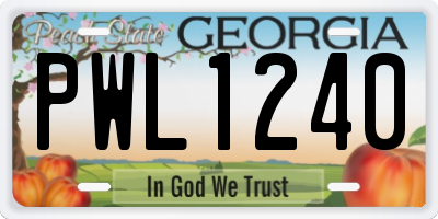 GA license plate PWL1240
