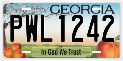 GA license plate PWL1242