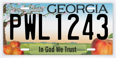 GA license plate PWL1243