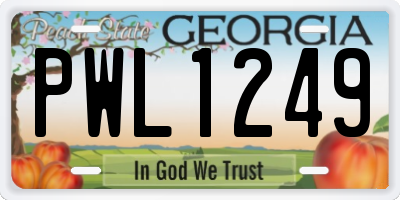 GA license plate PWL1249