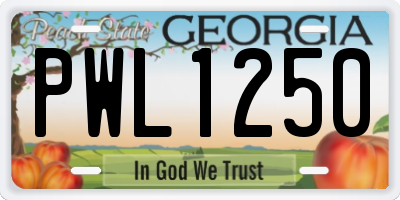 GA license plate PWL1250