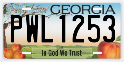 GA license plate PWL1253