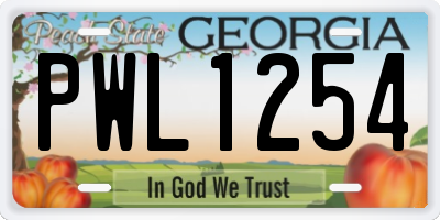 GA license plate PWL1254