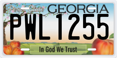 GA license plate PWL1255