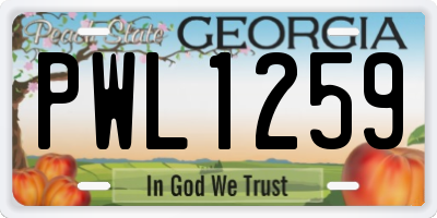 GA license plate PWL1259