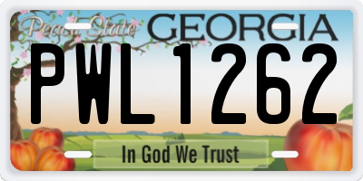 GA license plate PWL1262