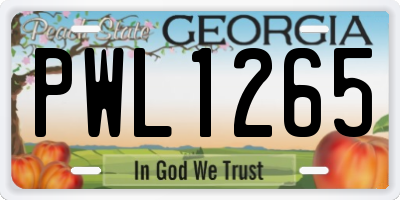 GA license plate PWL1265