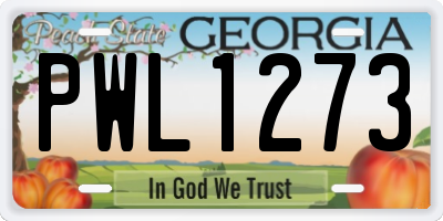 GA license plate PWL1273