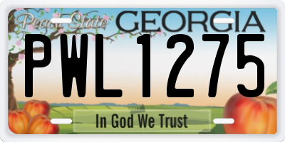 GA license plate PWL1275