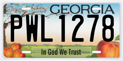 GA license plate PWL1278