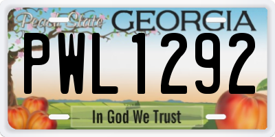 GA license plate PWL1292